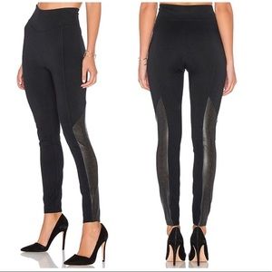 Spanx Black Faux Leather Perforated Panel Leggings Sz XS